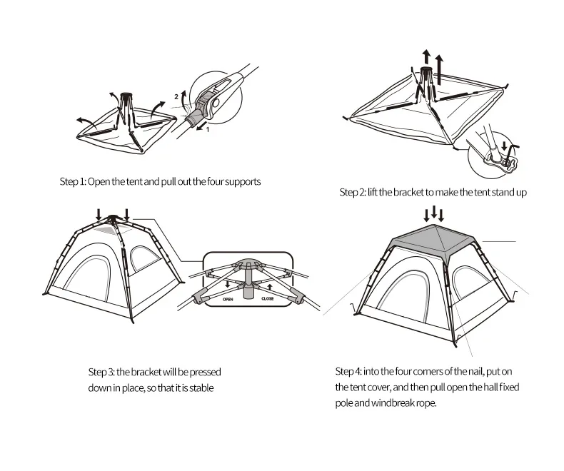 3-4 Person Automatic Dome Tent with Sun Canopy, camping gallery photo