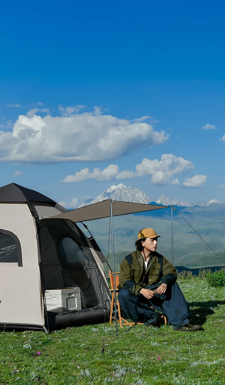 Double-Layer Hexagon Tent in Cream, product photo