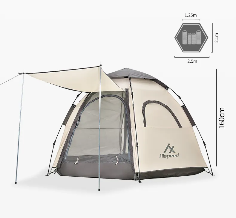 Double-Layer Hexagon Tent in Cream, product photo